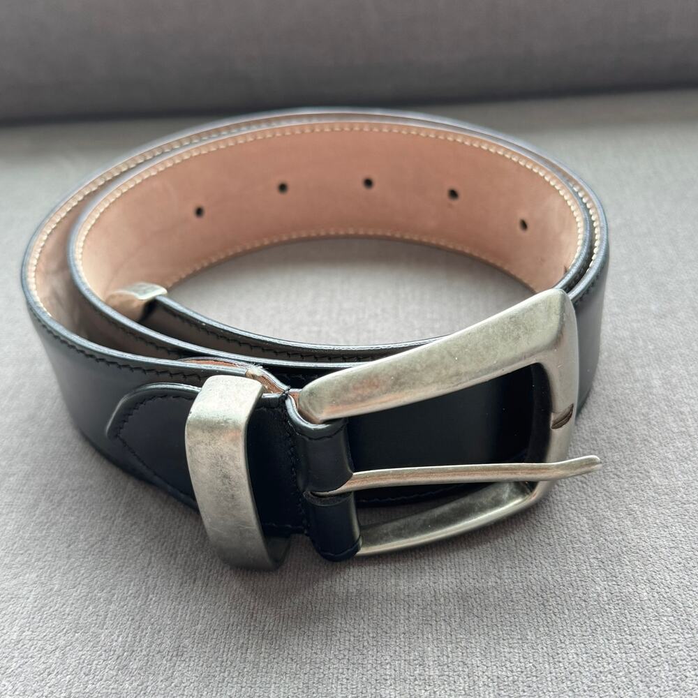 Khaite The Bruno Belt in Black Leather with Antique Silver One Size